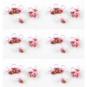 Aplique Mini Chupetas Plastica Rosa - 10 pçs