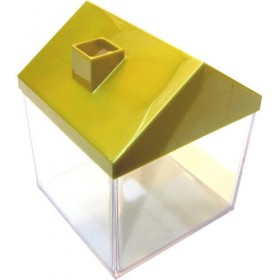 Baleiro Acrilico Casinha 10x10 Cristal c/ telhado Dourado