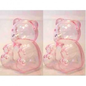 Caixinha de Acrilico Urso Rosa Transparente
