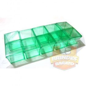 Caixinha de acrilico 5x5 - Kit c/ 10 pçs - Verde Transparente