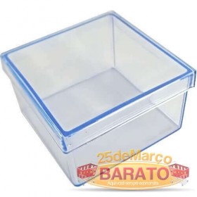 Caixinha de acrilico 7x7x4 - Kit c/ 10 pçs - Azul Transparente