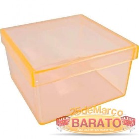 Caixinha de Acrilico 7x7x4 - Kit c/ 10 caixinhas - LARANJA Transparente