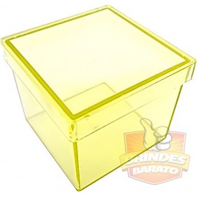 Caixinha de acrilico 4x4 - Kit c/ 10 pçs Amarelo Transparente
