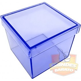 Caixinha de acrilico 4x4 - Kit c/ 10 pçs Azul Transparente